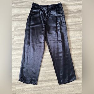 Sies Marjan Navy Satin Straight Leg Crop Pant